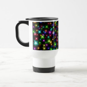 Multicolored Christmas Star Rays Pattern Travel Mug