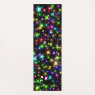 Multicolored Christmas Star Rays Pattern Yoga Mat