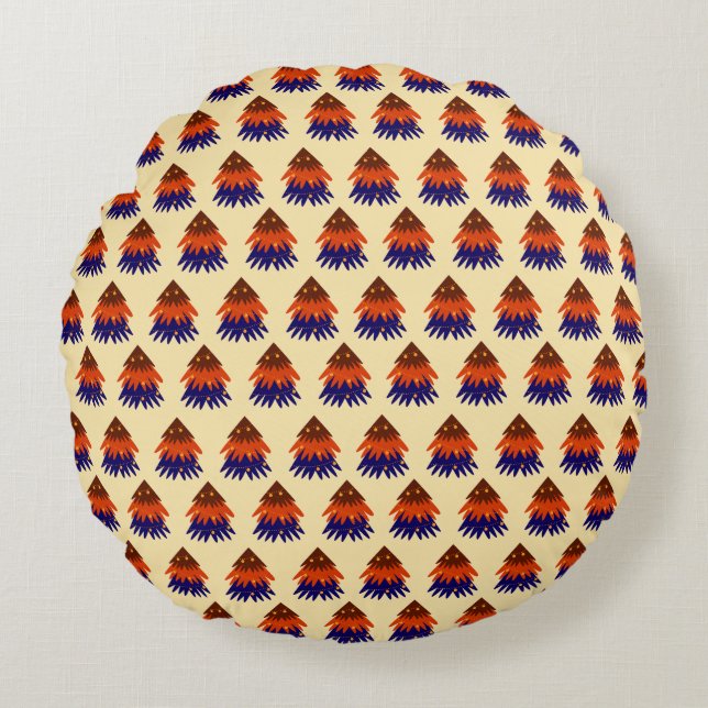 Multicolored Christmas Tree - Round Pillow (Front)