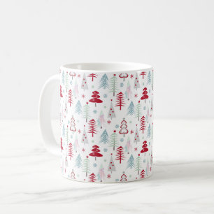 Multicolored Christmas trees on a white Coffee Mug