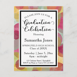 Multicolored Circles Graduation Party Invitation Postcard