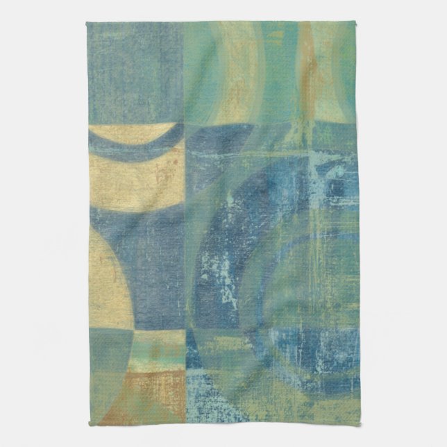 Multicolored Circles & Panels Tea Towel (Vertical)