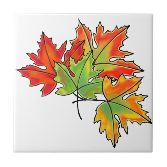 Multicolored colourful autumn Leaves maple leaves Tile (Front)