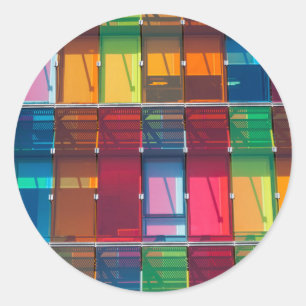 Multicolored commercial building detail classic round sticker
