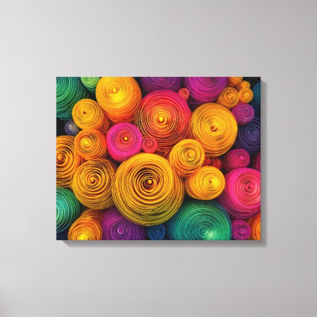 Multicolored concentric circles abstract texture canvas print (Front)