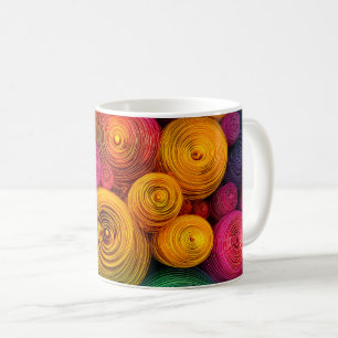 Multicolored concentric circles abstract texture coffee mug