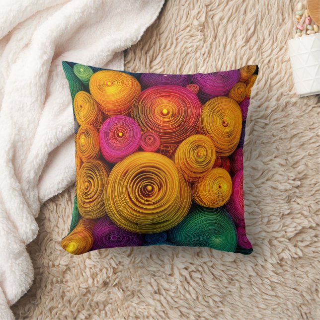 Multicolored concentric circles abstract texture cushion (Blanket)