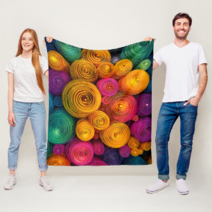 Multicolored concentric circles abstract texture fleece blanket