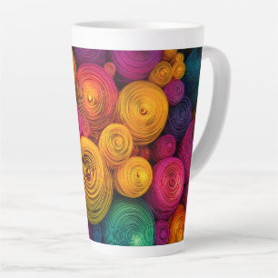 Multicolored concentric circles abstract texture latte mug