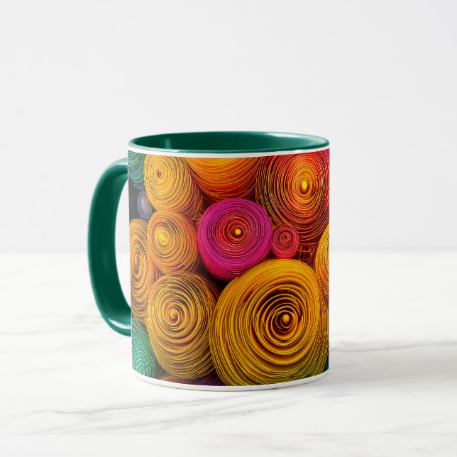 Multicolored concentric circles abstract texture mug (Front Left)