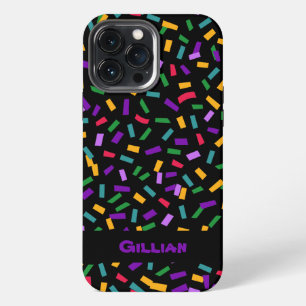 multicolored confetti on black iPhone 13 pro max case