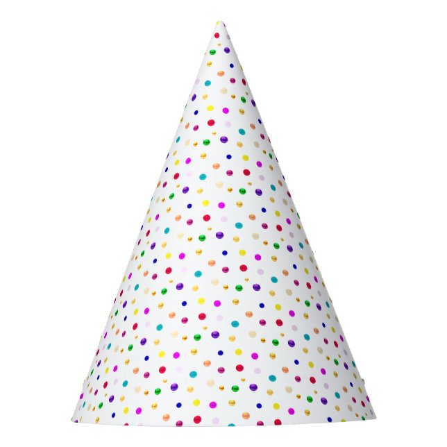 Multicolored Confetti on White Party Hat (Front)
