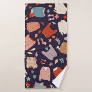 Multicolored, cosy sweaters, warm, autumn, winter. bath towel