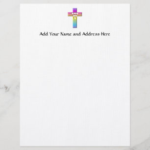 Multicolored Cross with Hearts Letterhead Template