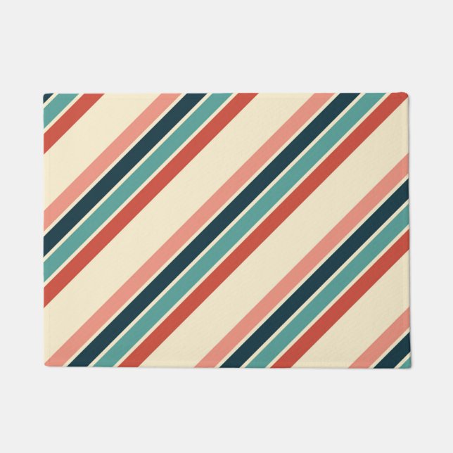 Multicolored diagonal stripes design doormat (Front)