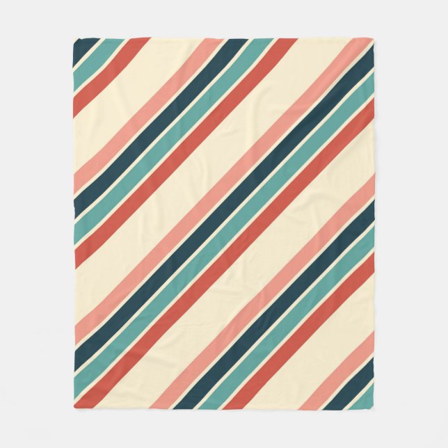 Multicolored diagonal stripes design fleece blanket (Front)