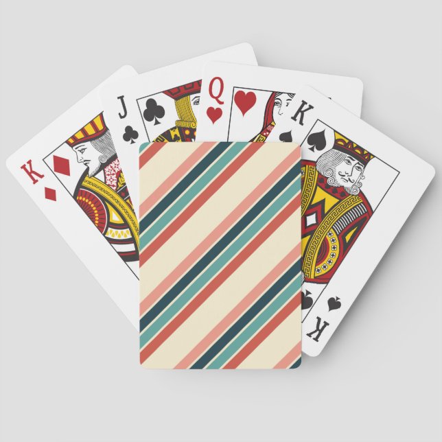 Multicolored diagonal stripes design playing cards (Back)