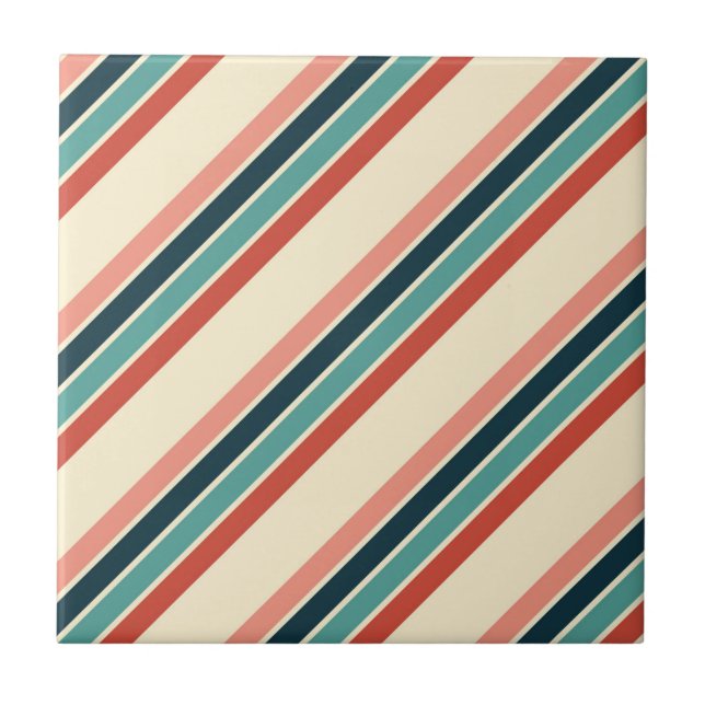 Multicolored diagonal stripes design tile (Front)