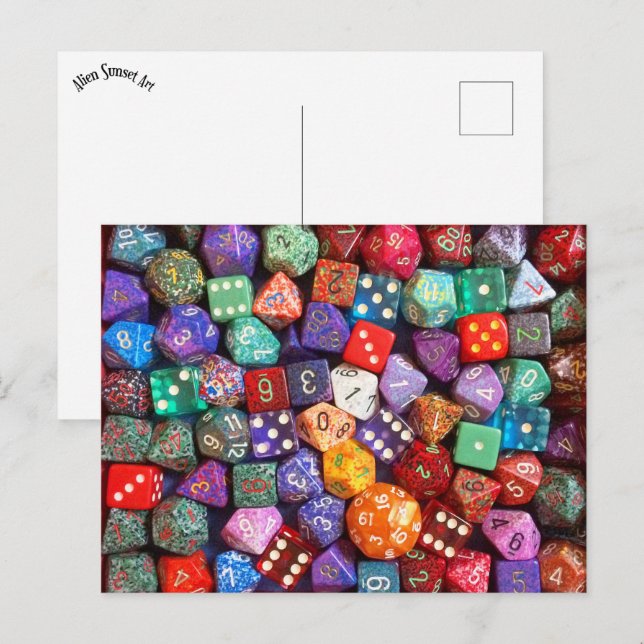 multicolored dice postcard (Front/Back)