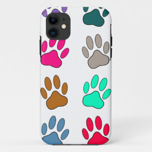 Multicolored Dog Paw Print Pattern iPhone 11 Case