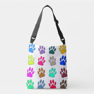 Multicolored Dog Paw Print Pattern Crossbody Bag