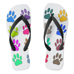 Multicolored Dog Paw Print Pattern Jandals