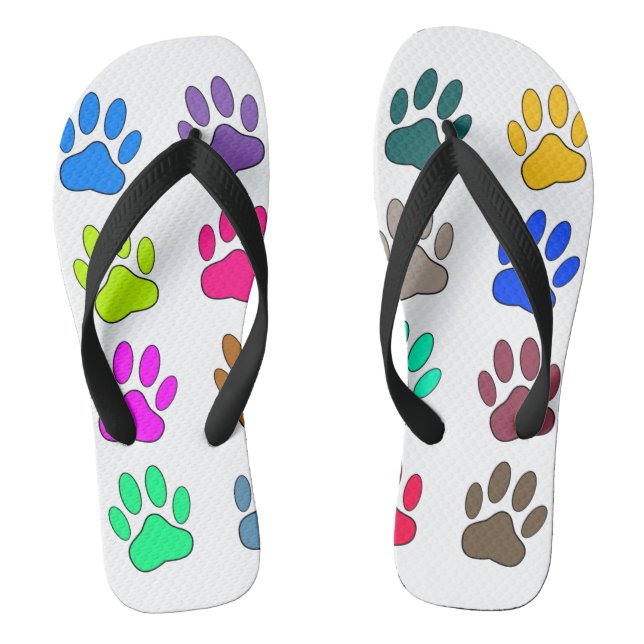 Multicolored Dog Paw Print Pattern Jandals (Footbed)