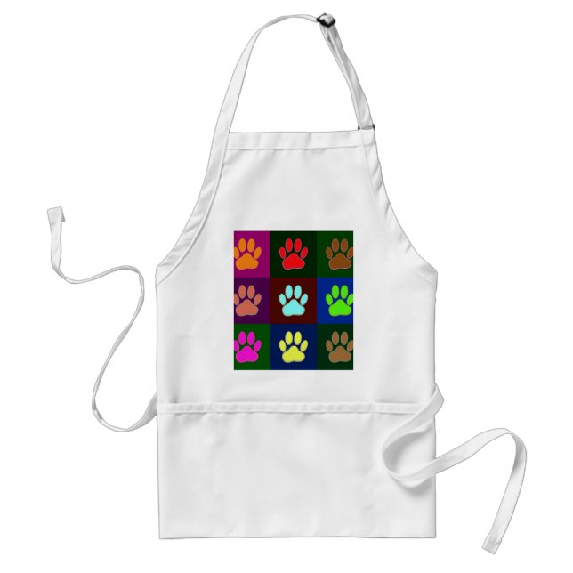 Multicolored Dog Paw Print Pattern Standard Apron (Front)