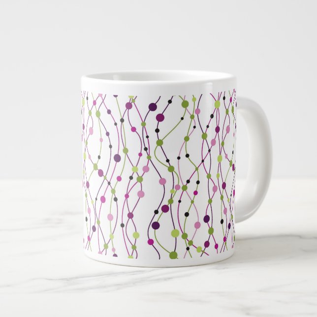 Multicolored dot background large coffee mug (Front Right)
