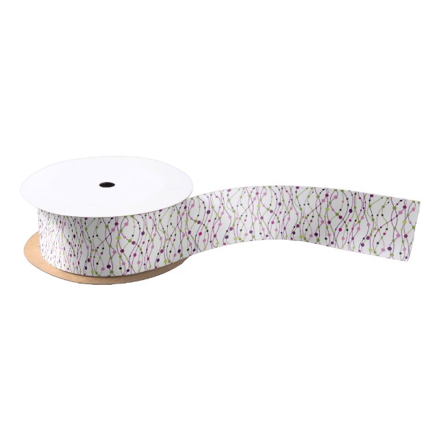 Multicolored dot background satin ribbon (Spool)