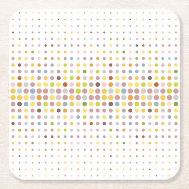 Multicolored dot background square paper coaster (Front)