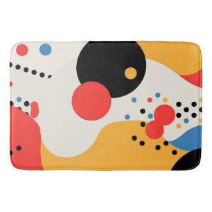 Multicolored dots on an off-white background bath mat