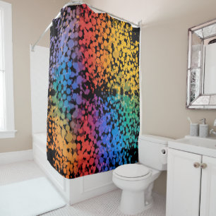 Multicolored Dotted Design  Shower Curtain
