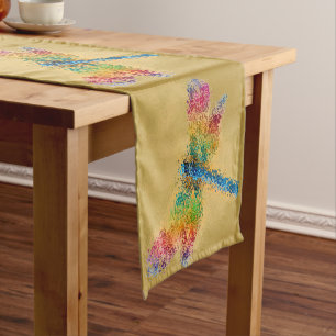 Multicolored Dragonfly Art Medium Table Runner