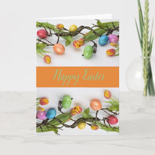 Multicolored Easter Eggs Greeting Card (Front)