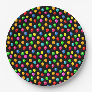 Multicolored Festive Balloons Birthday Paper Plate