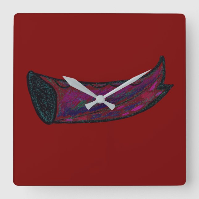 Multicolored Fishtail Square Wall Clock (Front)