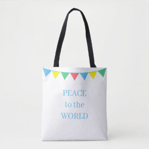 Multicolored Flags on White Tote Bag