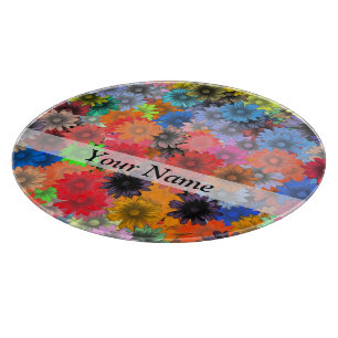 Multicolored floral pattern cutting board