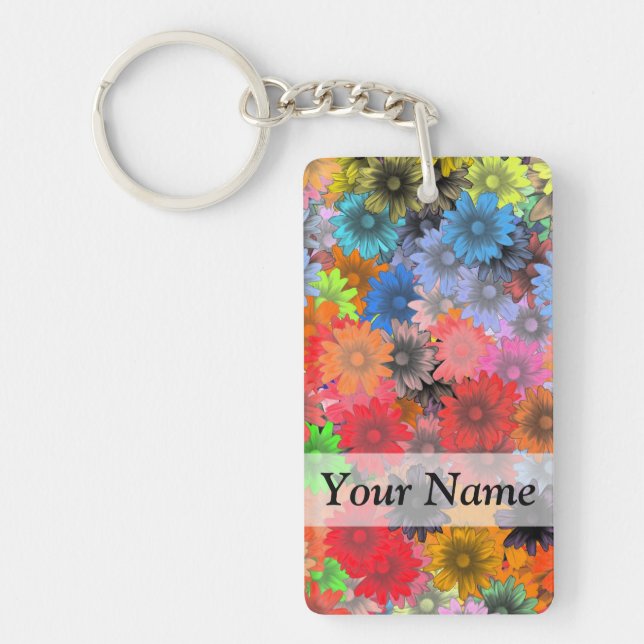Multicolored floral pattern key ring (Front)