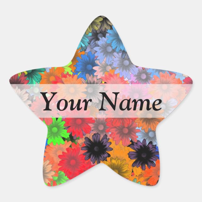 Multicolored floral pattern star sticker (Front)