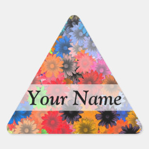 Multicolored floral pattern triangle sticker