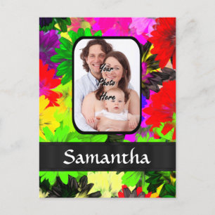 Multicolored floral photo background postcard