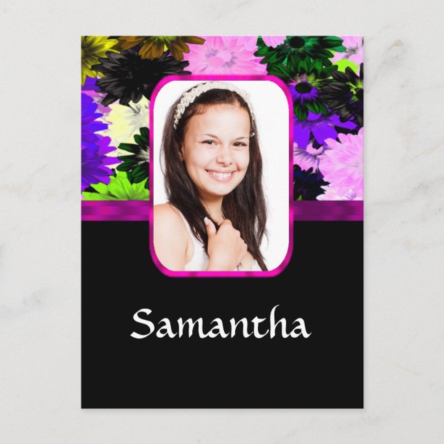 Multicolored floral photo template postcard (Front)