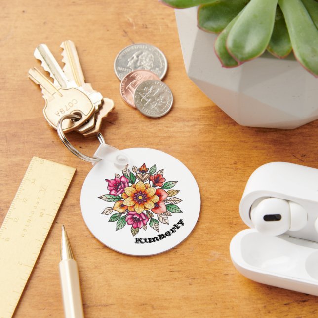 Multicolored Flower Key Ring (Desk)