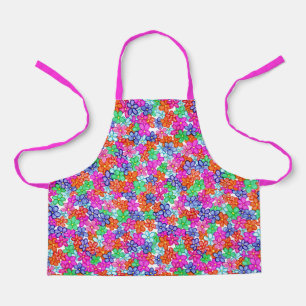 Multicolored Flowers Floral Illustration Pattern Apron