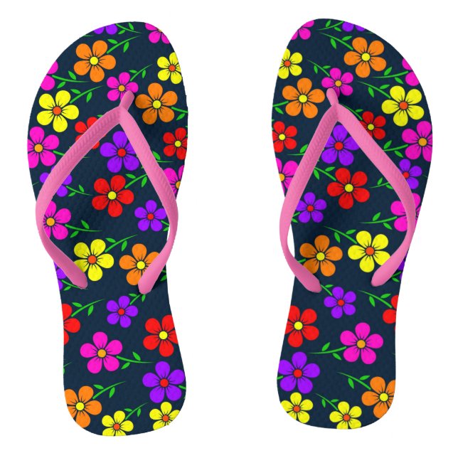Multicolored Flowers Floral Pattern-34654 Jandals (Footbed)