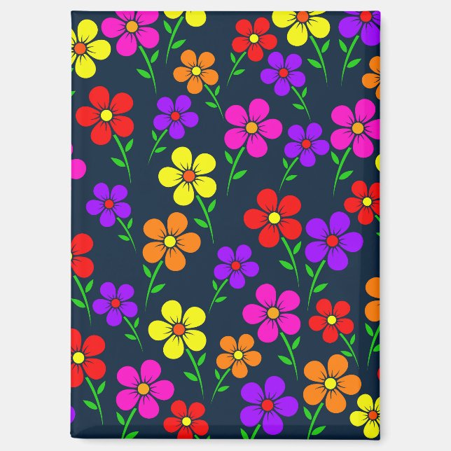 Multicolored Flowers Floral Pattern-34654 Magnet (Front)