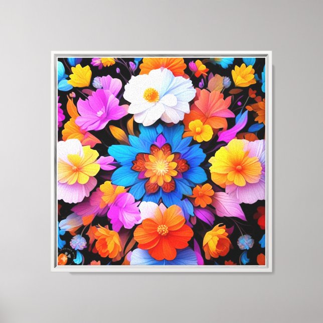 Multicolored Flowers Pattern-68577 Canvas Print (Front)