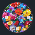Multicolored Flowers Pattern-75647 Large Clock<br><div class="desc">Multicolored Flowers Pattern-75647</div>